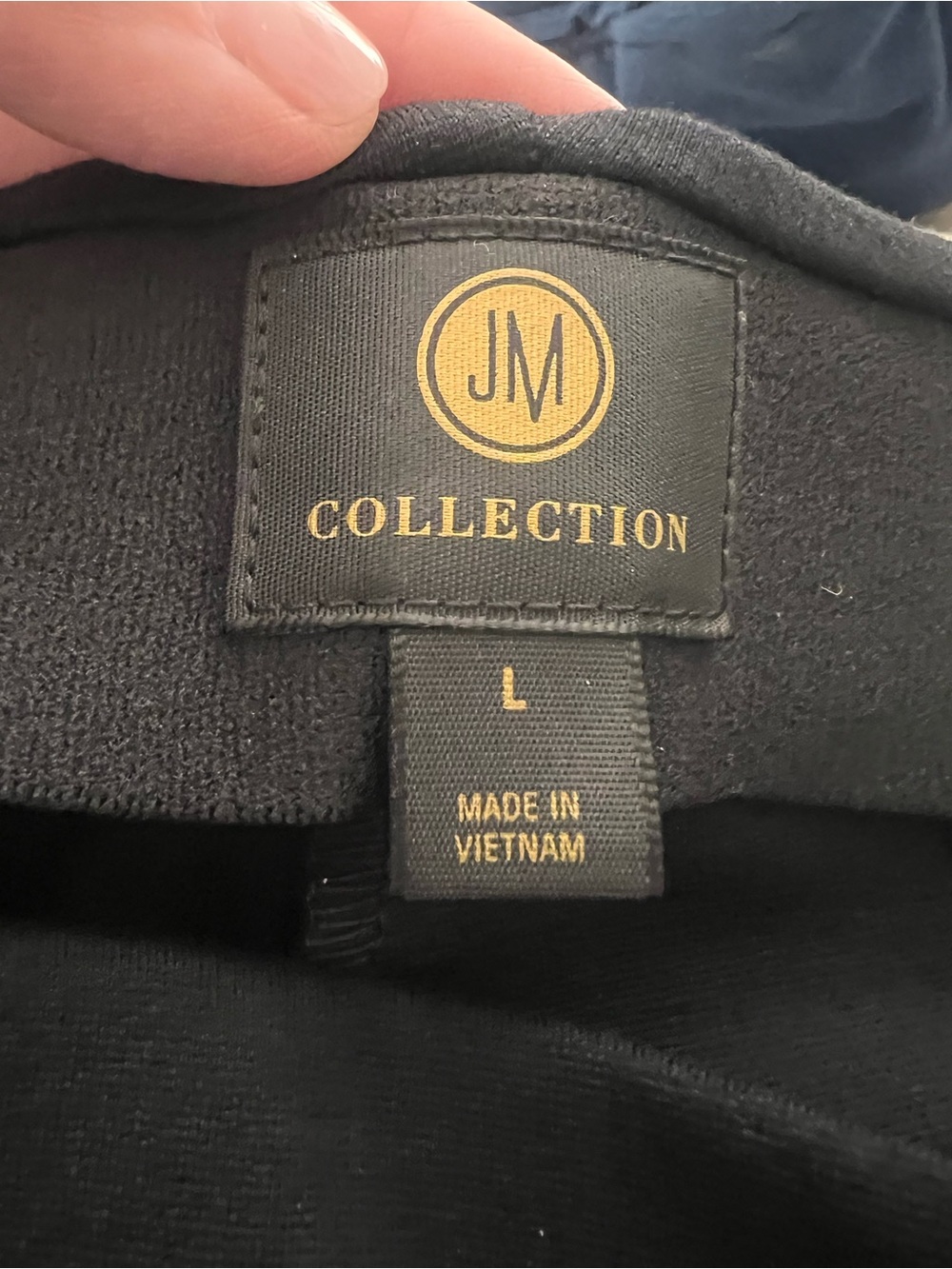J M COLLECTION Ponte Pant - Deep Black Straight leg slacks size L. NWT